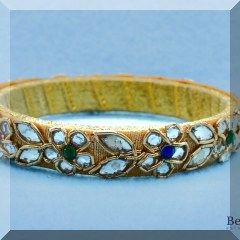 J43. Rhinestone flower bangle bracelet - $6